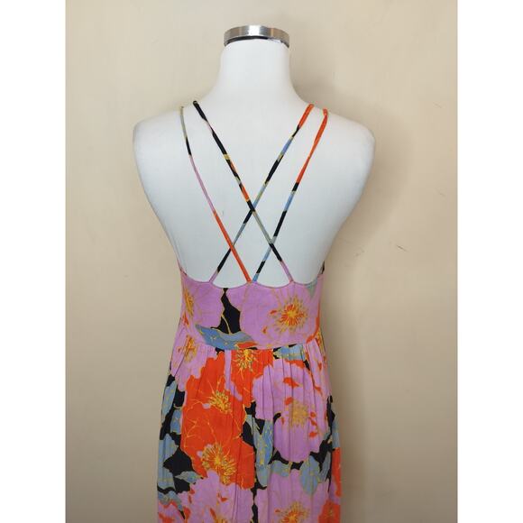 LOFT Floral Maxi Dress Sleeveless Strappy Back - Picture 10 of 12